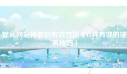 提高网站排名的有效方法（15种有效的排名技巧）
